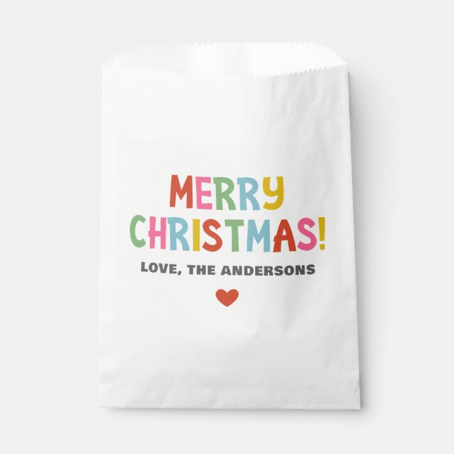 Modern Colourful Merry Christmas Favour Bag (Front)