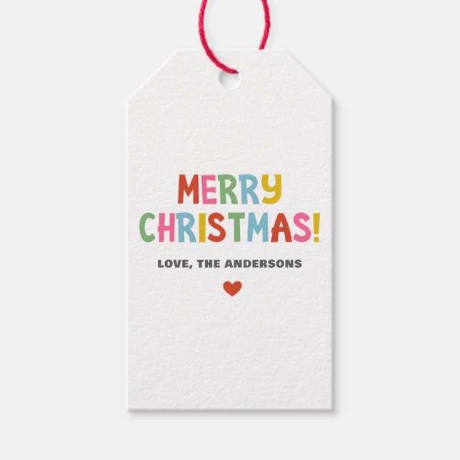 Modern Colourful Merry Christmas Gift Tags (Front)