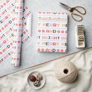 Modern Colourful Merry Christmas Holiday Gift Wrapping Paper