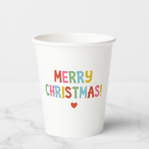 Modern Colourful Merry Christmas Paper Cups