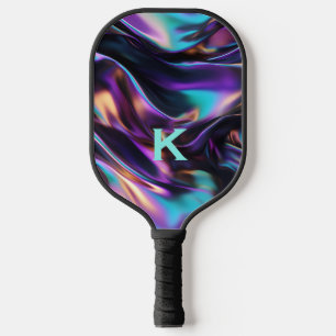 Modern colourful metalic rainbow pickleball paddle