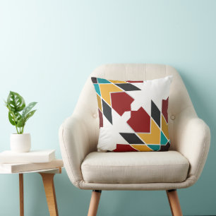 Modern colourful moroccan tiles throw pillow