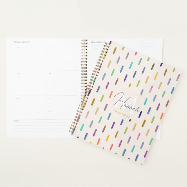 Modern Colourful Neon Glitch Brushstrokes Planner (Display)