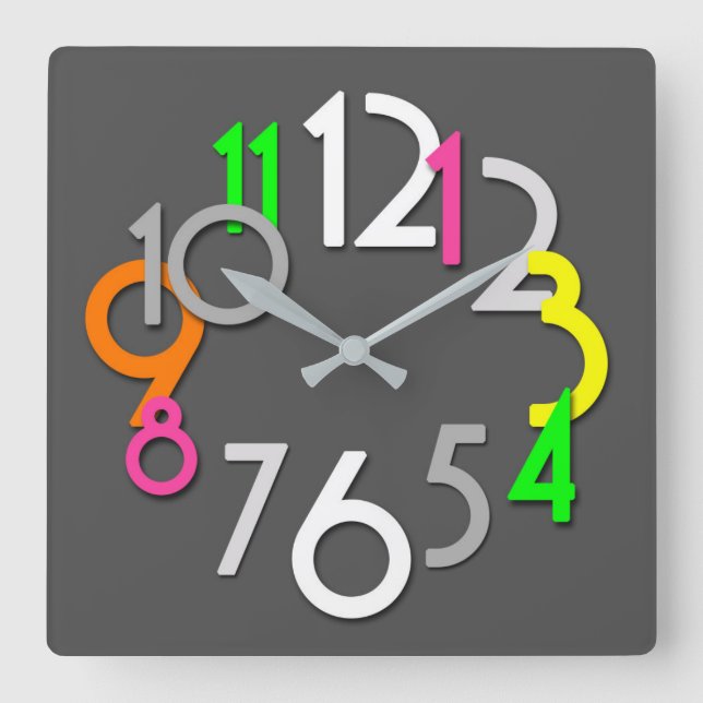 Modern Colourful Neon Wall Clock (Front)