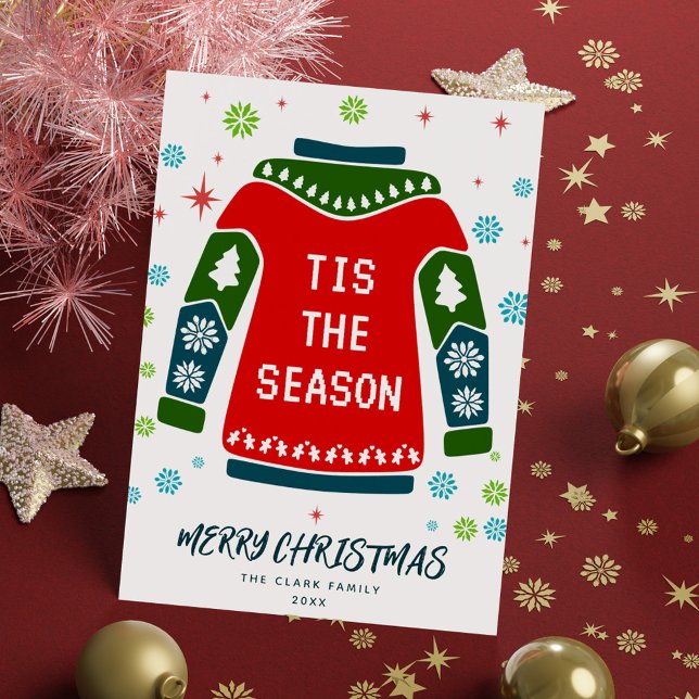 Modern Colourful Non Photo Christmas Sweater Holiday Card (Modern Colorful Non Photo Christmas Sweater Holiday Card)