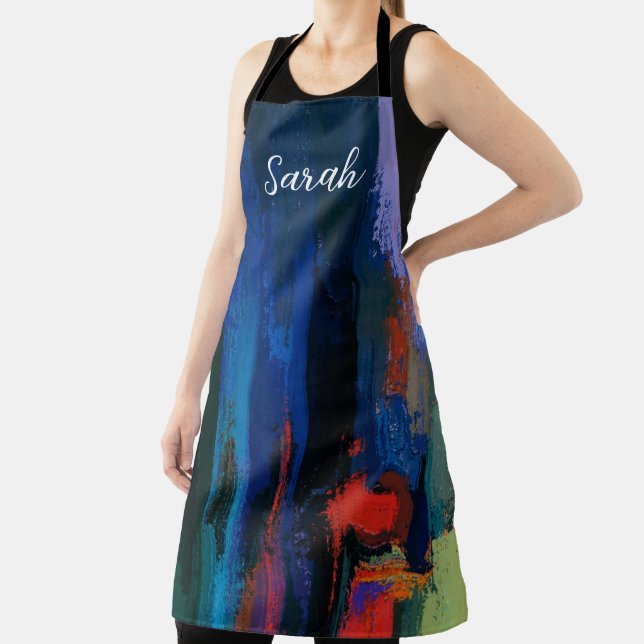 Modern Colourful Paint Brush Abstract Custom Gifts Apron (Insitu)