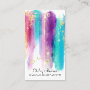 Modern Colourful Painted Brushstrokes Glitter Business Card