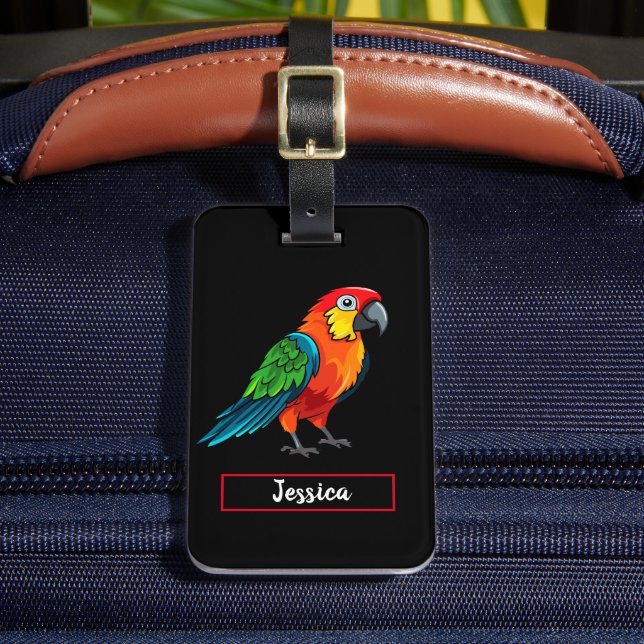 Modern Colourful Parrot Customizable  Luggage Tag (Front Insitu 2)