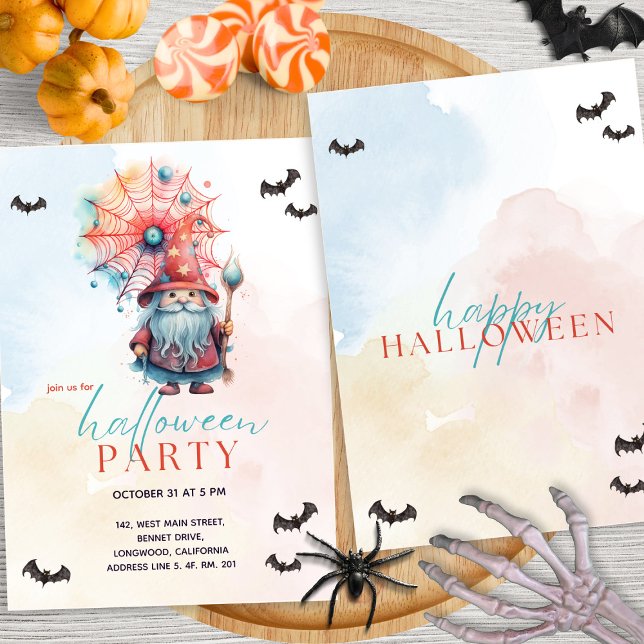 Modern Colourful Pastel Blue Wizard Halloween Part Invitation (Creator Uploaded)