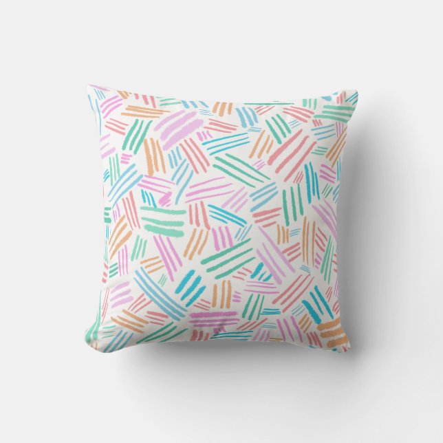 Modern Colourful Pastel Lines Pattern Throw Pillow (Front)