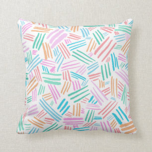 Modern Colourful Pastel Lines Pattern Throw Pillow
