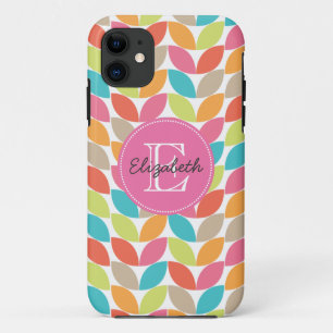 Modern Colourful Pattern Monogrammed iPhone 11 Case