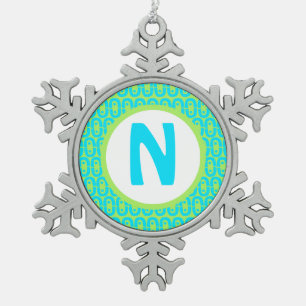 modern colourful pattern snowflake pewter christmas ornament