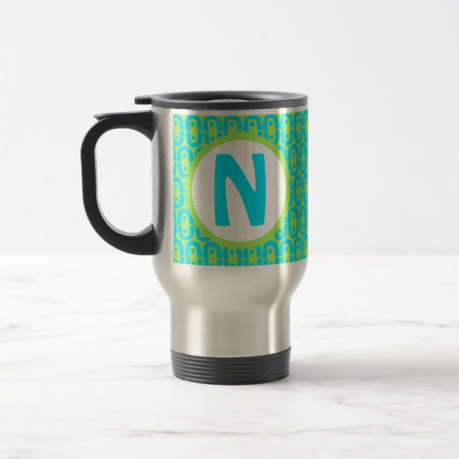 modern colourful pattern travel mug (Left)