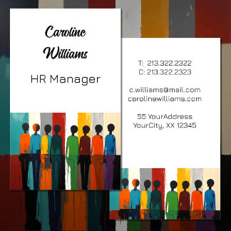 Modern Colourful people silhouettes white Business Card