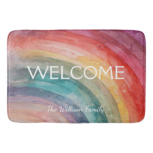 Modern Colourful Personalized Rainbow Doormat Bath Mat