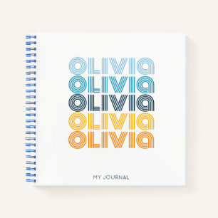 Modern Colourful Personalized Repeating Name Notebook