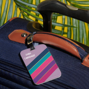 Modern Colourful Personalized Stripes Luggage Tag