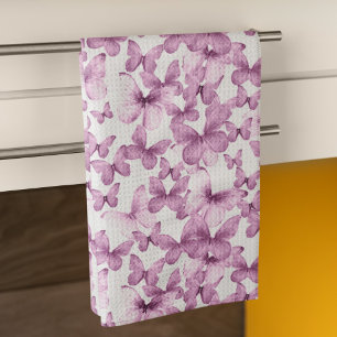 Modern Colourful Pink Butterflies Kitchen Towel