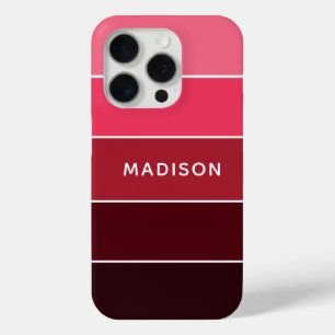 Modern Colourful Pink Colorblock Personalized Name iPhone 15 Pro Case