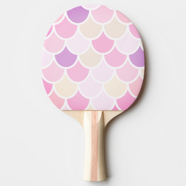 Modern Colourful Pink Mermaid Scales Pattern Ping Pong Paddle (Front)