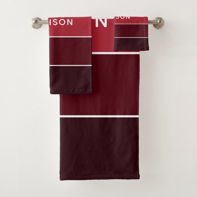 Modern Colourful Pinks Colorblock Personalized Nam Bath Towel Set (Insitu)