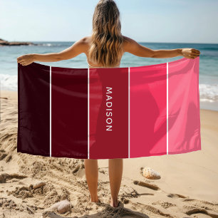 Modern Colourful Pinks Colorblock Personalized Nam Beach Towel