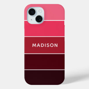 Modern Colourful Pinks Colorblock Personalized Nam iPhone 15 Case