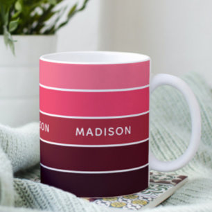 Modern Colourful Pinks Colorblock Personalized Nam Coffee Mug
