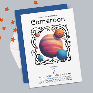Modern Colourful Planets Moon Cosmic Space Univers Invitation