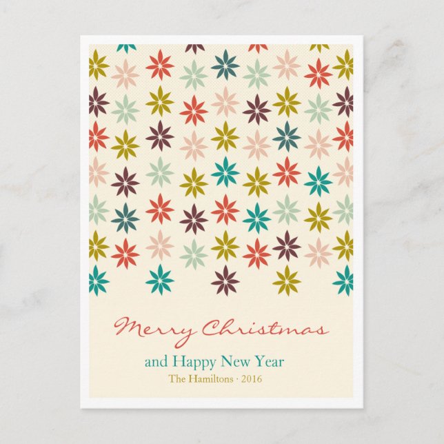 Modern Colourful Poinsettia Christmas Holiday Postcard (Front)