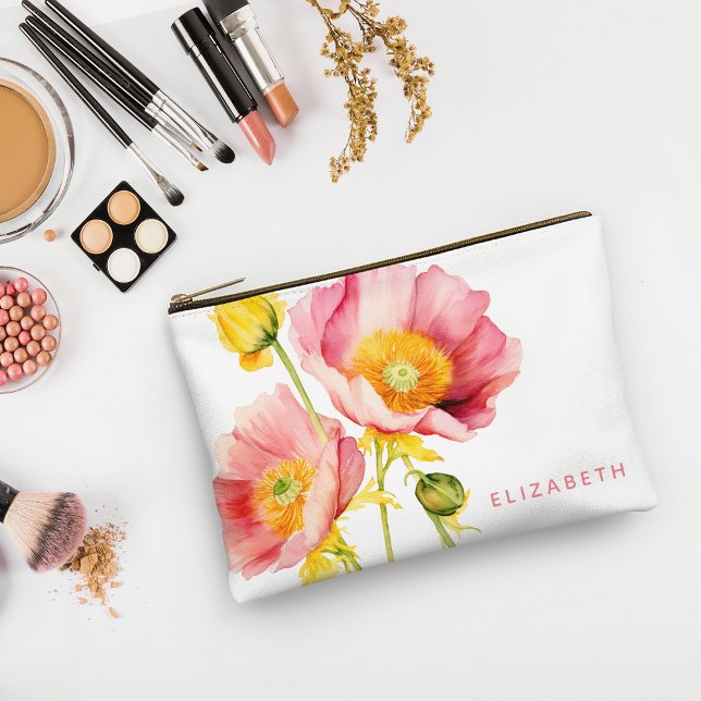 Modern Colourful Poppies Personalized  Accessory Pouch (Creator Uploaded)