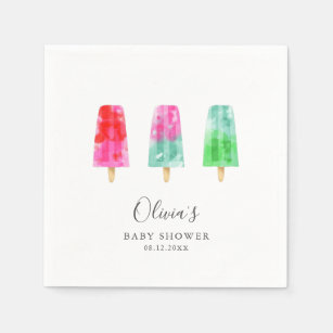 Modern Colourful Popsicle Baby Shower Napkin