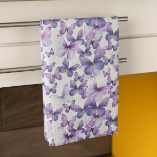 Modern Colourful Purple Butterflies Kitchen Towel