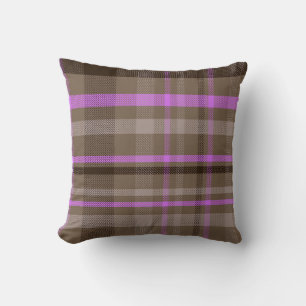 Modern Colourful Purple Plaid Pattern Throw Pillow