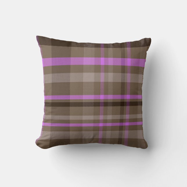 Modern Colourful Purple Plaid Pattern Throw Pillow (Front)