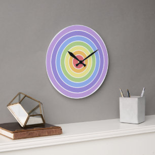 Modern Colourful Rainbow Colours Pattern Large Clock