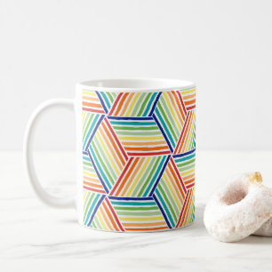 Modern Colourful Rainbow Cube Pattern Coffee Mug