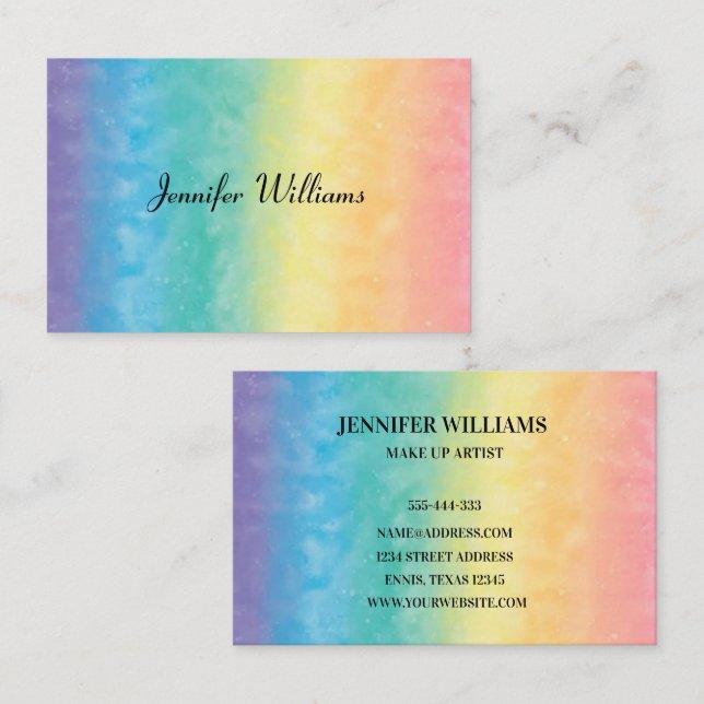 Modern Colourful Rainbow Elegant Business Business Card (Front/Back)