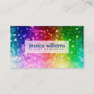 Modern Colourful Rainbow Glitter Burst Business Card