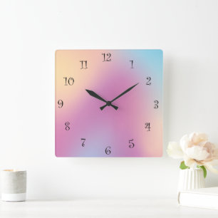 Modern Colourful rainbow Gradient galaxy Ocean gir Square Wall Clock