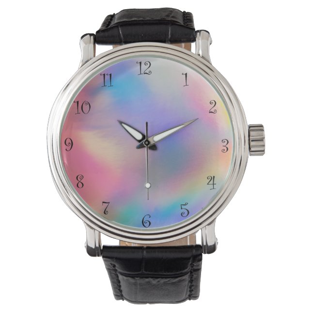 Modern Colourful rainbow Gradient galaxy Ocean gir Watch (Front)