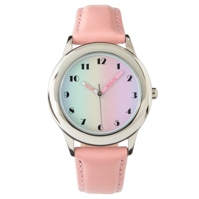 Modern colourful Rainbow pastel gradient colourful Watch (Front)