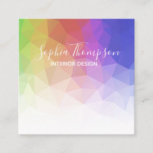 Modern Colourful Rainbow Polygonal - Business Card (Front)
