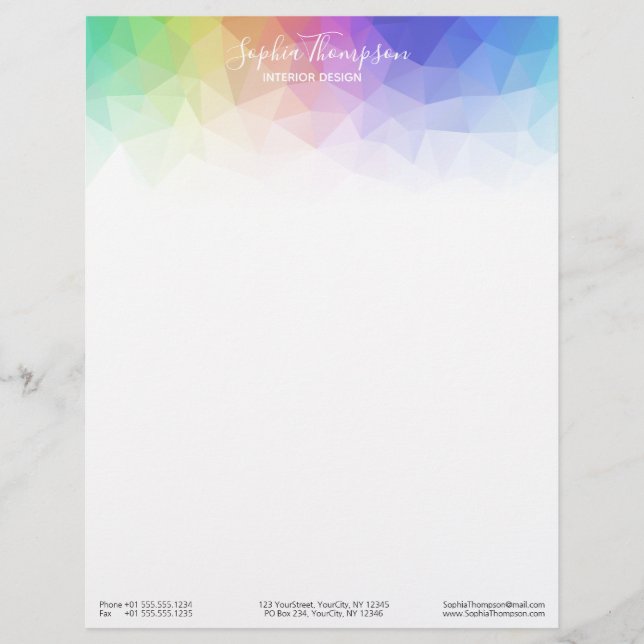 Modern Colourful Rainbow Polygonal - Letterhead (Front)