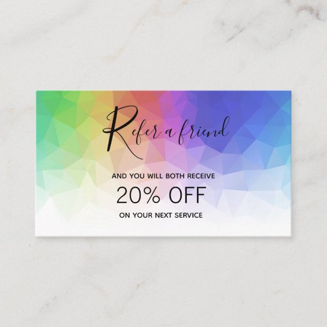 Modern Colourful Rainbow Polygonal - Referral Card (Front)