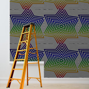  Modern Colourful Rainbow Stars Pattern Peel Stick Wallpaper