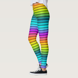 Modern Colourful Rainbow Stripes Pattern Leggings
