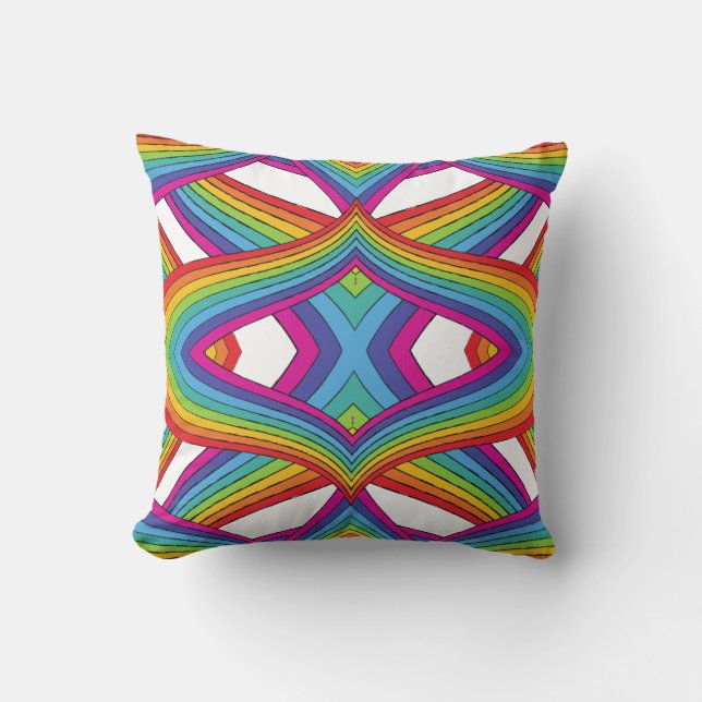 Modern Colourful Rainbow Stripes Pattern Throw Pillow (Front)