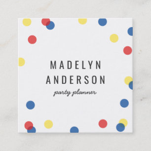 Modern Colourful Red Blue Yellow Confetti Square Business Card